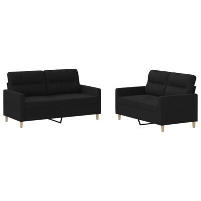 vidaXL 2-dijelni set sofa s jastucima crni od tkanine