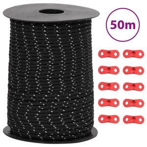 vidaXL Uže za &scaron;ator s reflektirajućim prugama i ključevima 50 m 3 mm