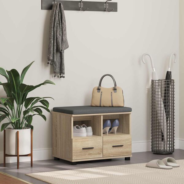 vidaXL Klupa za hodnik s jastukom Sonoma hrast 60 x 38 x 46 cm