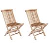 vidaXL Sklopiva Vrtna Stolica 2 pcs Prirodna Čvrsto teak drvo