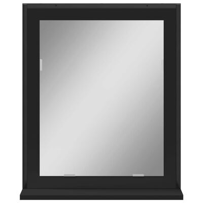 vidaXL Kupaonsko ogledalo s policom crno 50x12x60 cm konstruirano drvo