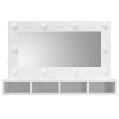 vidaXL Ormarić s ogledalom LED svjetlima sjajni bijeli 90x31,5x62 cm