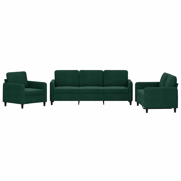 vidaXL 3-dijelni set sofa tamnozeleni bar&scaron;unasti
