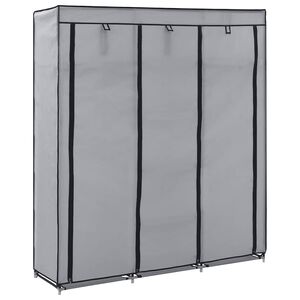282456 vidaXL Wardrobe with Compartments and Rods Grey 150x45x175 cm Fabric