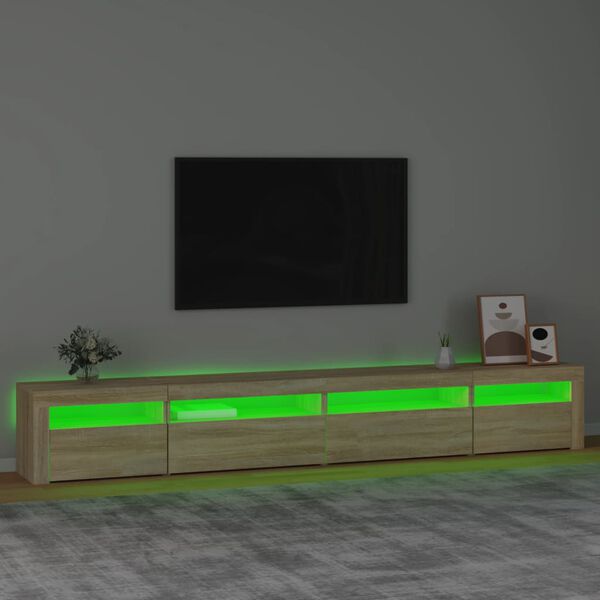 vidaXL TV ormarić s LED svjetlima boja hrasta sonome 270x35x40 cm