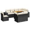 vidaXL 9-dijelni set vrtnih sofa s jastucima crni od poliratana