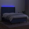 vidaXL Krevet box spring s madracem LED plavi 140x200 cm od tkanine