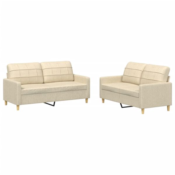 vidaXL 2-dijelni set sofa s jastucima krem od tkanine