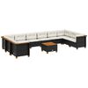 vidaXL 11-dijelni set vrtnih sofa od poliratana s jastucima crni