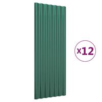 vidaXL Krovni paneli 12 kom od čelika obložen prahom zeleni 100x36 cm