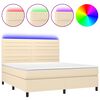 vidaXL Krevet box spring s madracem LED krem 160x200 cm od tkanine