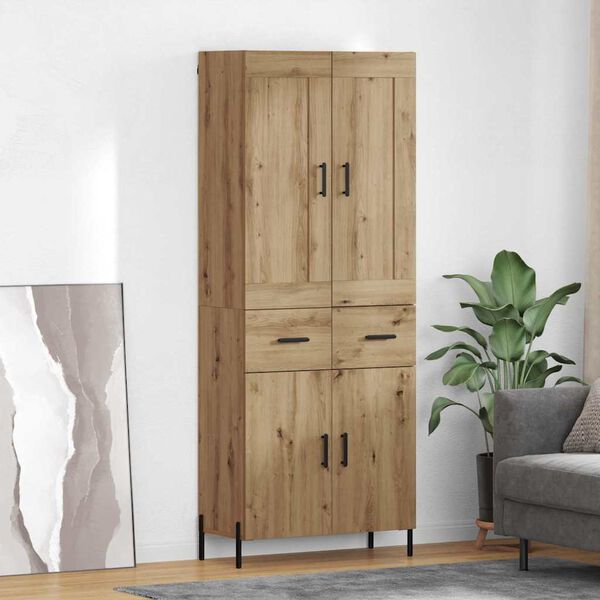 vidaXL Highboard s ladicama 2 pcs Umjetnički hrast Konstruirano drvo