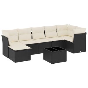 vidaXL 8-dijelni set vrtnih sofa od poliratana s jastucima crni