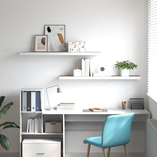 vidaXL Plutajuće zidne police 2 kom hrast i bijele 120x23,5x3,8 cm MDF