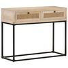 vidaXL Konzolni stol 100x35x76 cm masivno drvo manga i prirodna trska