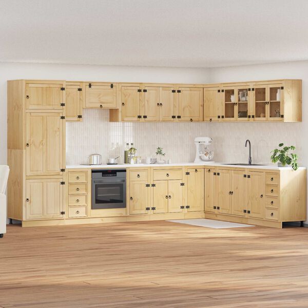 vidaXL Cabinet s ladicama SKI 14 pcs Medeno Smeđa Čvrsto borovo drvo