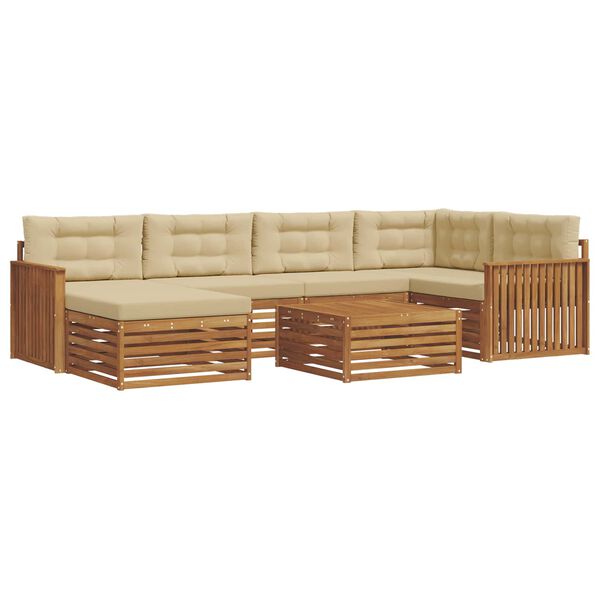 vidaXL Set vanjskih sofa s jastukom 7 pcs Prirodna i bež