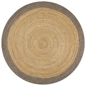vidaXL Ručno rađeni tepih od jute sa sivim rubom 90 cm