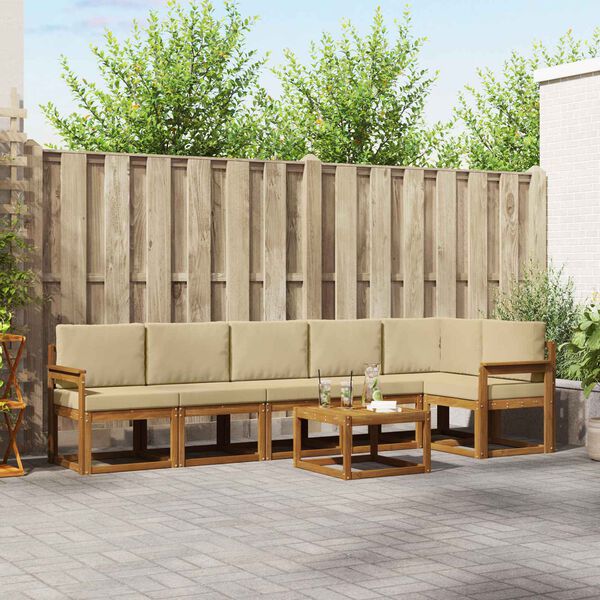 vidaXL Set vanjskih sofa s jastukom 7 pcs Prirodna i bež