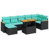 vidaXL 8-dijelni set vrtnih sofa od poliratana s jastucima crni bagrem