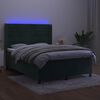 vidaXL Krevet box spring s madracem LED tamnozeleni 140x190 cm bar&scaron;un