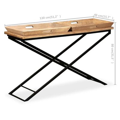 vidaXL Konzolni stol od masivnog drva manga 130 x 40 x 80 cm