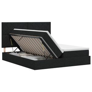 vidaXL Krevet s od storage s uzglavljem Crna 200 x 200 cm Tkanina