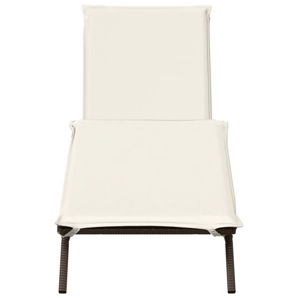 vidaXL Ležaljka za sunčanje s jastukom smeđi poliratan