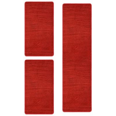 vidaXL Tepisi za spavaću sobu čupavi s visokim vlaknima 3 kom crveni