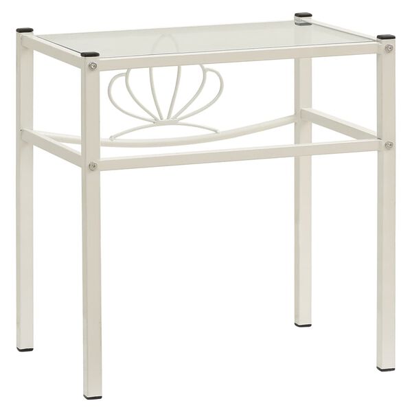 vidaXL Noćni ormarić bijeli i prozirni 42,5x33x44,5 cm metal i staklo