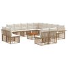 vidaXL Set vanjskih sofa 14 pcs Prirodna i krema bijela Poliester