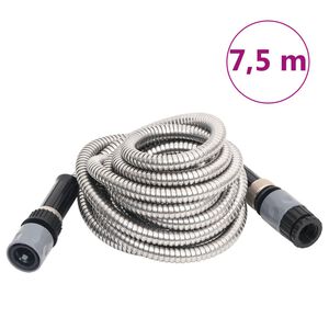 vidaXL Vrtno crijevo s mlaznicom srebrno 0,6 " 7,5 m nehrđajući čelik