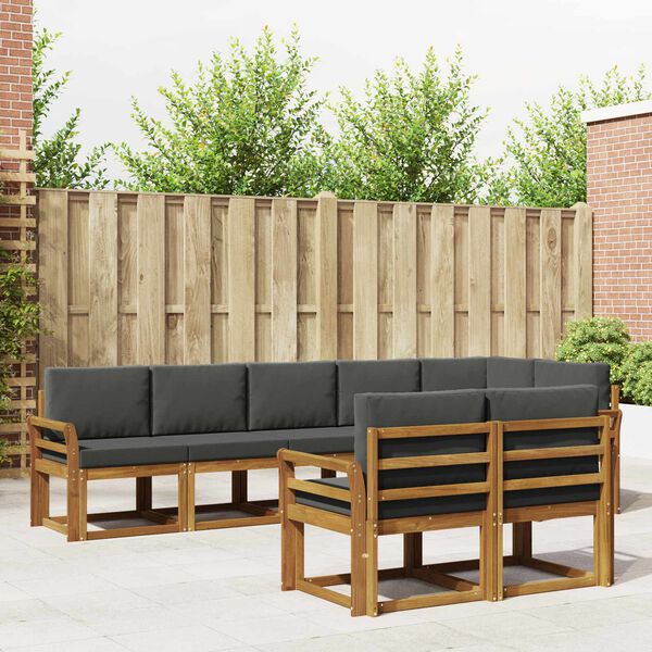 vidaXL Set vanjskih sofa s jastukom 8 pcs Prirodna i antracit