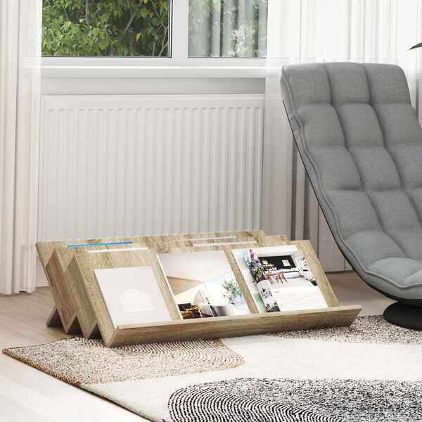 vidaXL Polica za časopise s policom Sonoma hrast 90 x 53 x 28,5 cm