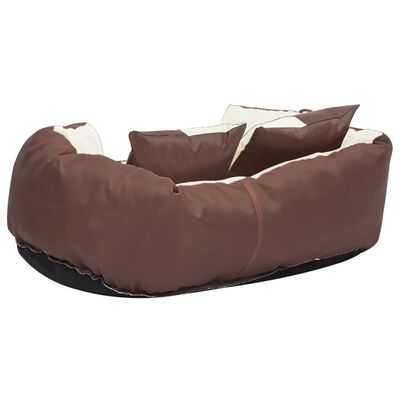vidaXL Dvostrani perivi jastuk za pse smeđi i krem 65 x 50 x 20 cm