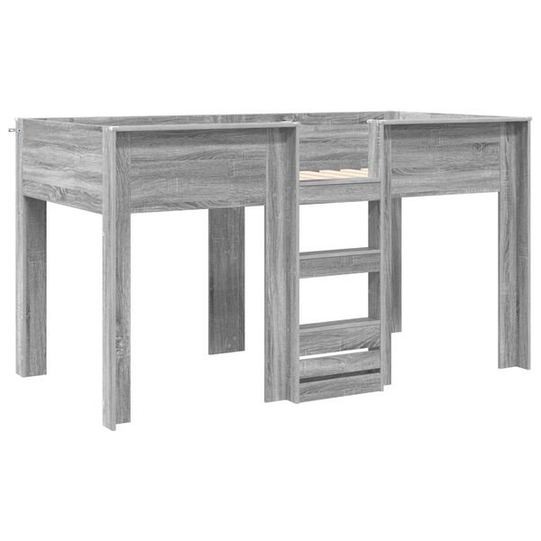 vidaXL Krevet na kat za djecu s madracem Siva Sonoma 100 x 200 cm