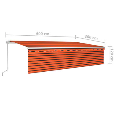 vidaXL Tenda na ručno uvlačenje s roletom 6 x 3 m narančasto-smeđa