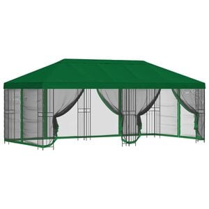 vidaXL Paviljon s bočnim stranama 6 x 3 m Zelena Poliester i čelik