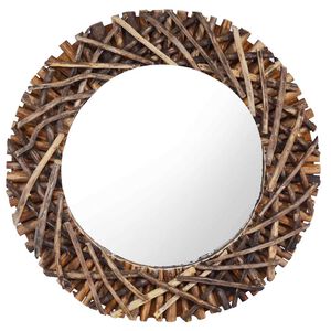 vidaXL Zidno ogledalo od tikovine 60 cm okruglo