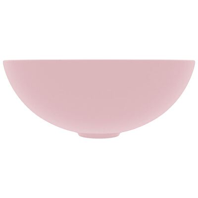vidaXL Kupaonski umivaonik od keramike mat ružičasti okrugli