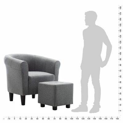 vidaXL 2-dijelni set fotelje i taburea od tkanine svjetlosivi