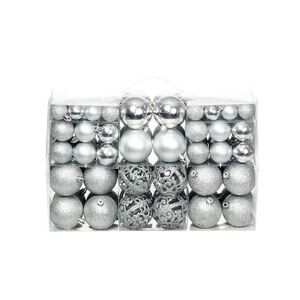 vidaXL Set božićnih kuglica 100 komada 3/4/6 cm srebrni