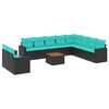 vidaXL 11-dijelni set vrtnih sofa od poliratana s jastucima crni