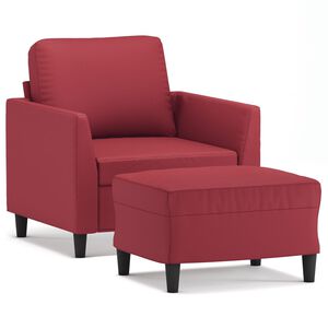 vidaXL Fotelja s tabureom crvena boja vina 60 cm od umjetne kože