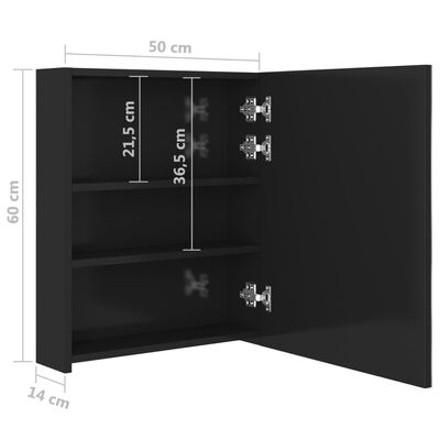 vidaXL LED kupaonski ormarić s ogledalom sjajni crni 50 x 14 x 60 cm
