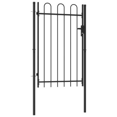 vidaXL Jednostruka vrata za ogradu s lučnim vrhom čelična 1x1,5 m crna