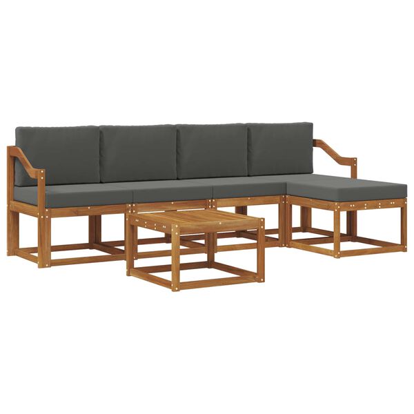vidaXL Set vanjskih sofa 6 pcs Prirodna i antracit Čvrsto drvo akacije