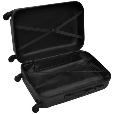 vidaXL Trodijelni set čvrstih kovčega s kotačima crni 45,5/55/66 cm