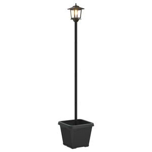 vidaXL Solarna lampa s postoljem i saksijom Crna 32 x 32 x 158 cm