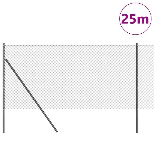 vidaXL Stup za ogradu Siva 25 x 1 m (mreža 40 x 40 mm) Čelik i PVC